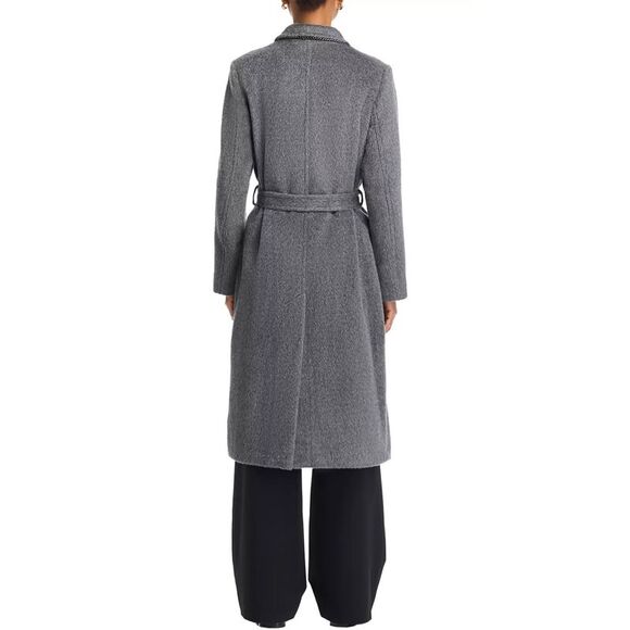 Kobi Halperin Womens Lyra Chain-Trim Double-Breasted Coat Medium Grey - NWT $798 - Picture 3 of 9
